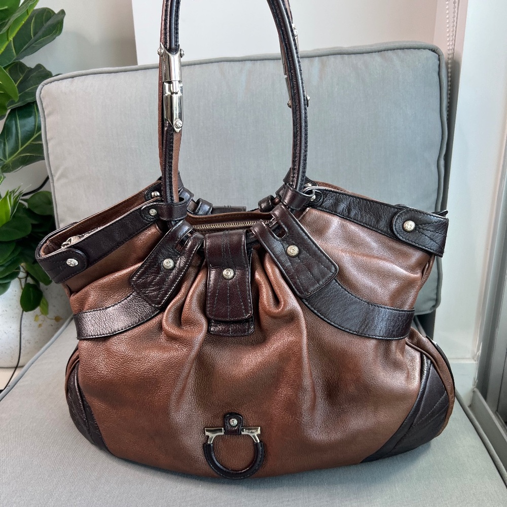 Salvatore Ferragamo Brown Leather Handbag